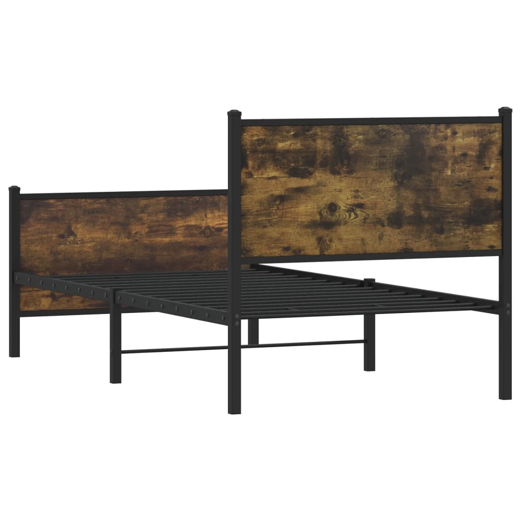 Sengeramme i metall uten madrass røkt eik 90x200 cm