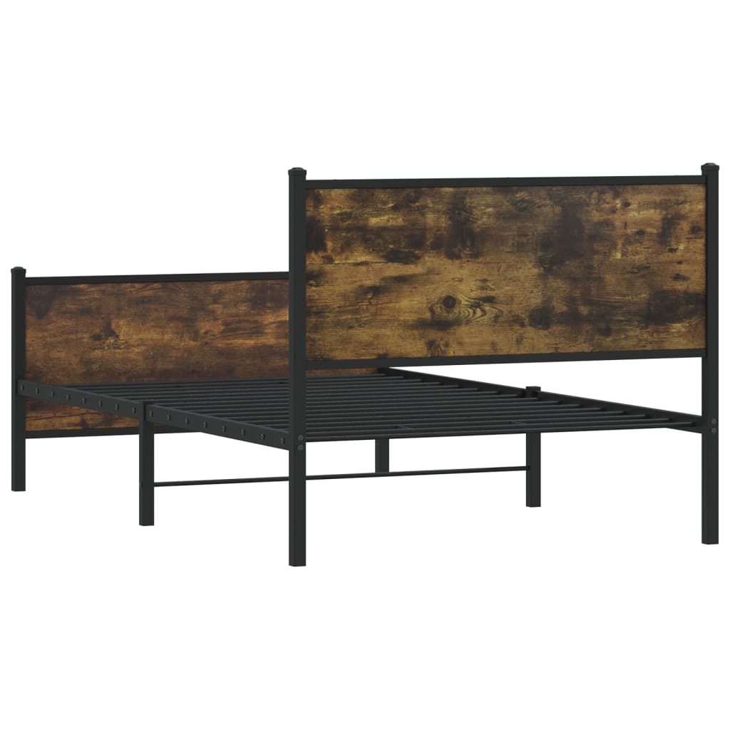 Sengeramme i metall uten madrass røkt eik 100x190 cm