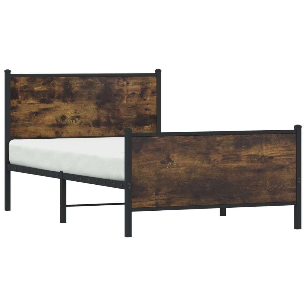 Sengeramme i metall uten madrass røkt eik 107x203 cm