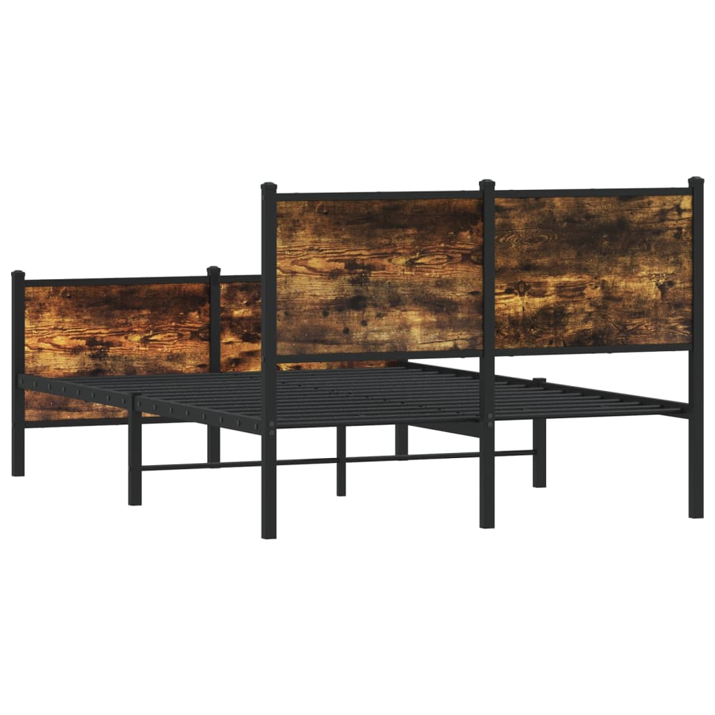 Sengeramme i metall uten madrass røkt eik 120x190 cm