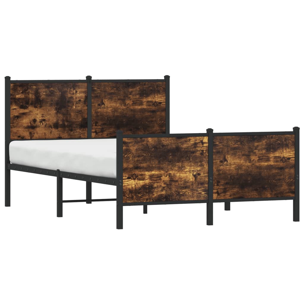 Sengeramme i metall uten madrass røkt eik 120x200 cm