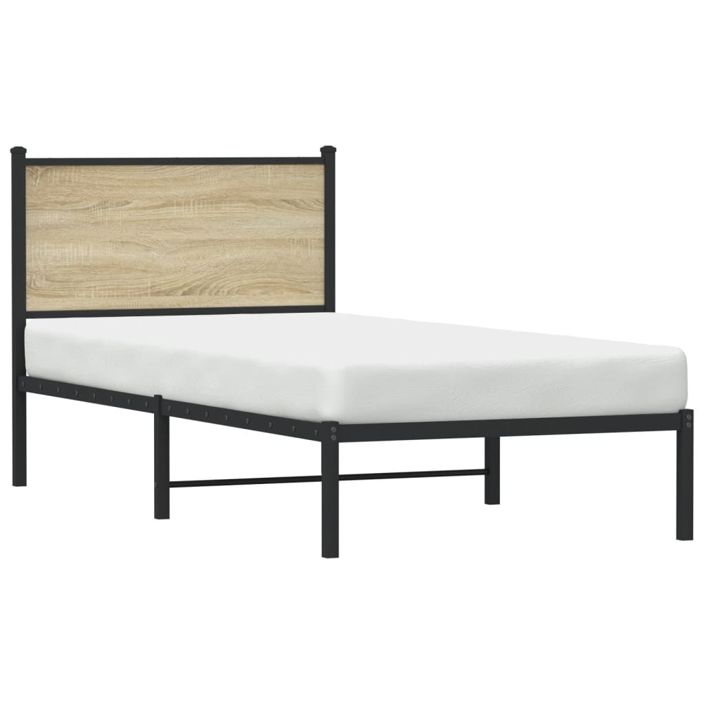 Sengeramme i metall uten madrass sonoma eik 75x190 cm