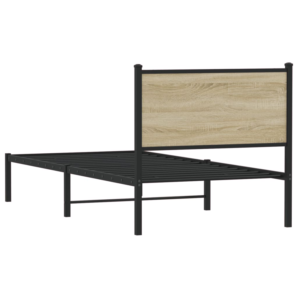 Sengeramme i metall uten madrass sonoma eik 75x190 cm
