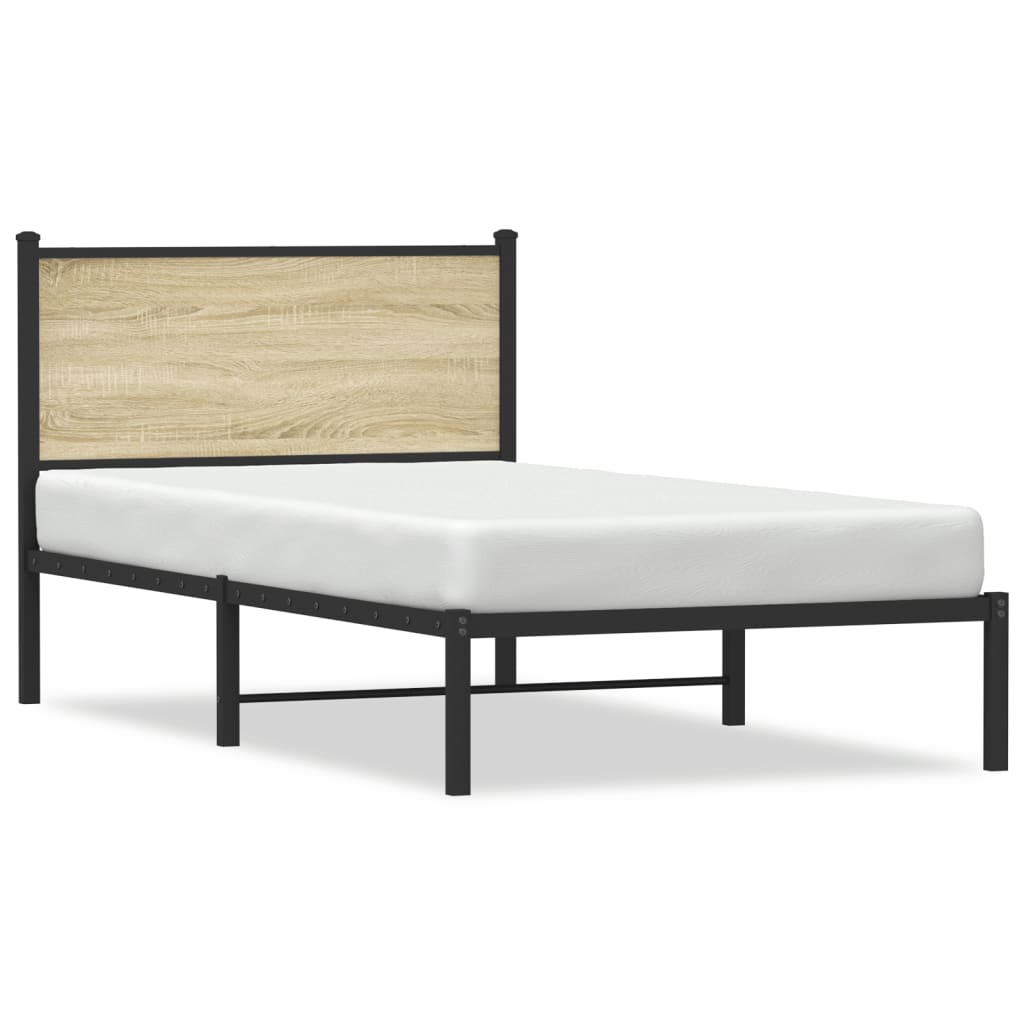 Sengeramme i metall uten madrass sonoma eik 100x200 cm