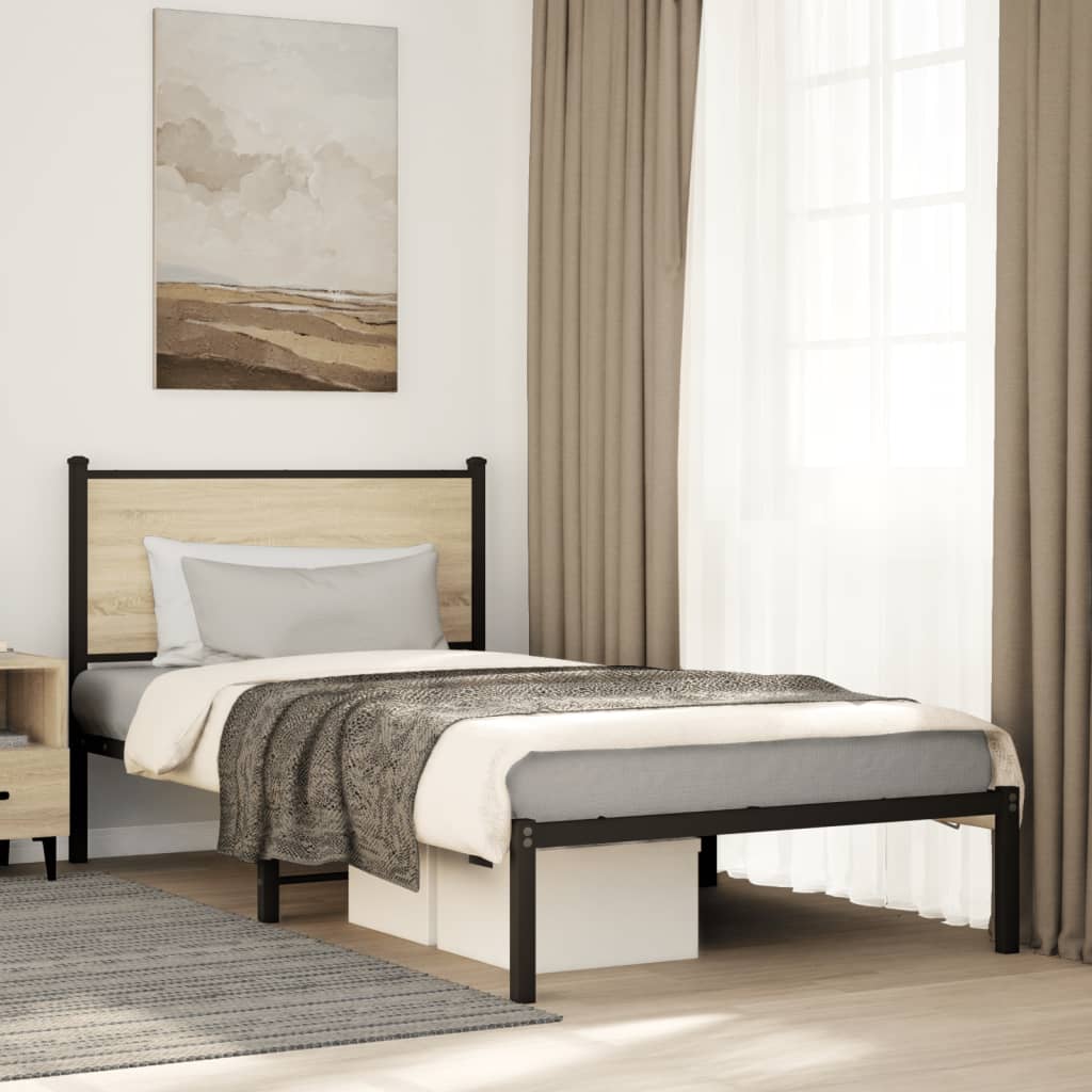 Sengeramme i metall uten madrass sonoma eik 107x203 cm