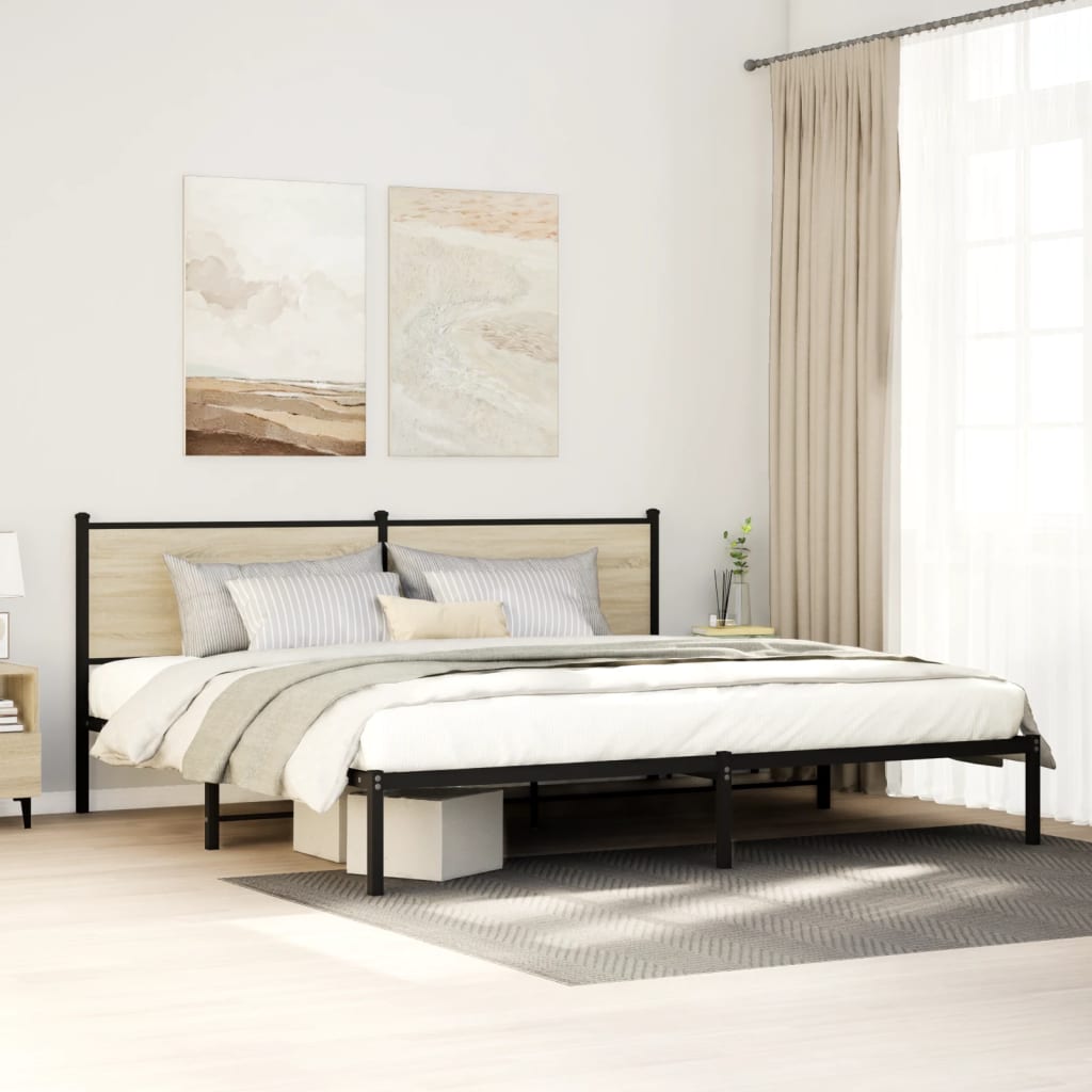 Sengeramme i metall uten madrass sonoma eik 193x203 cm