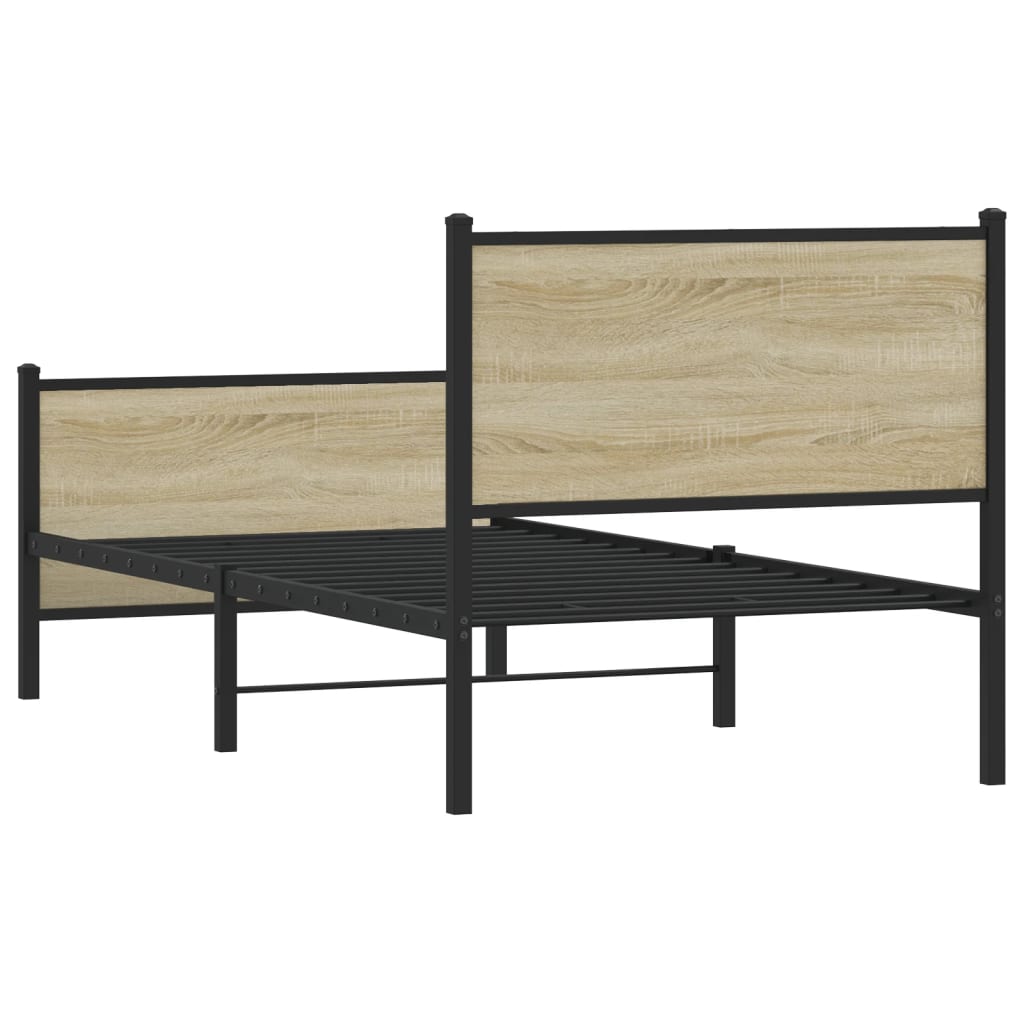 Sengeramme i metall uten madrass sonoma eik 75x190 cm