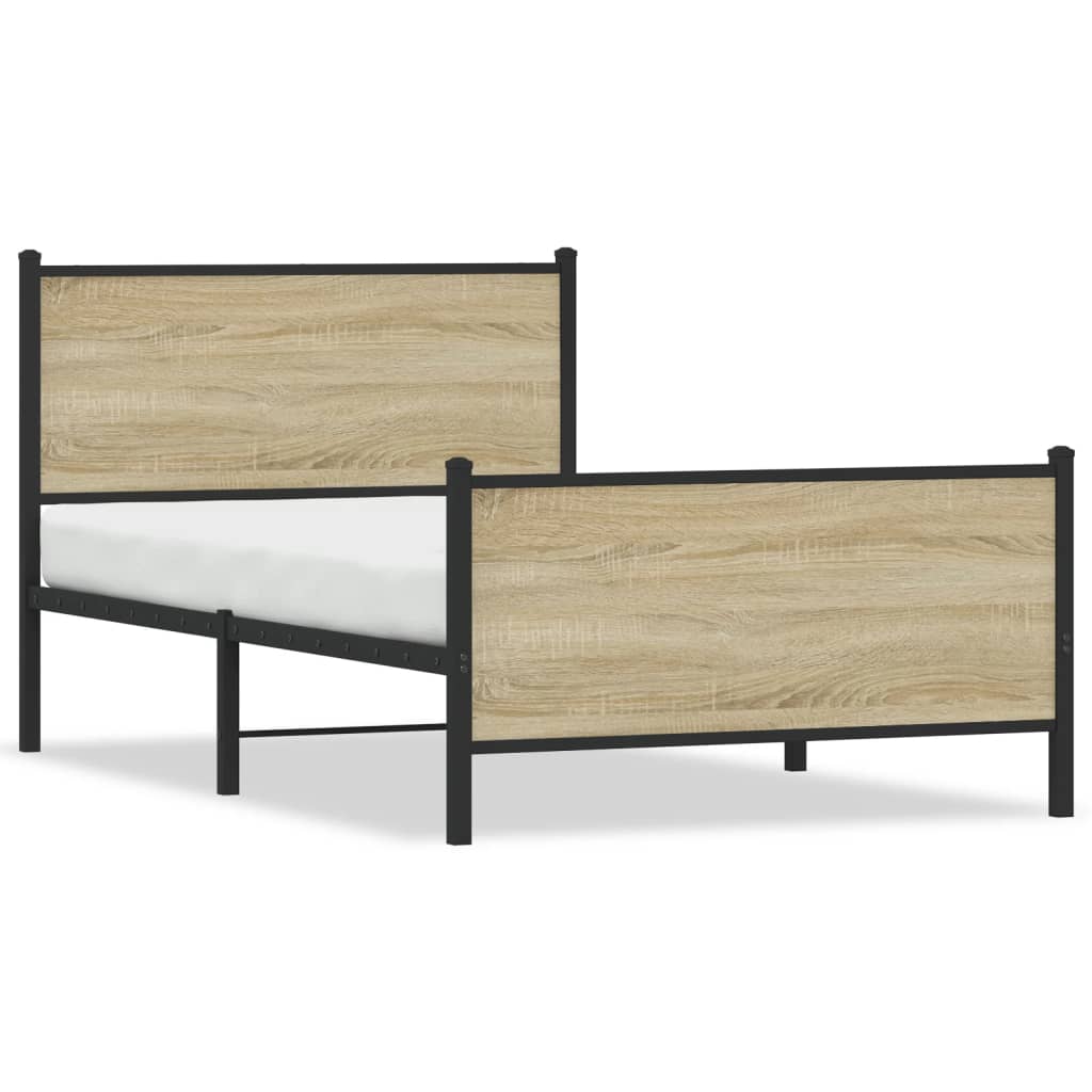 Sengeramme i metall uten madrass sonoma eik 100x200 cm