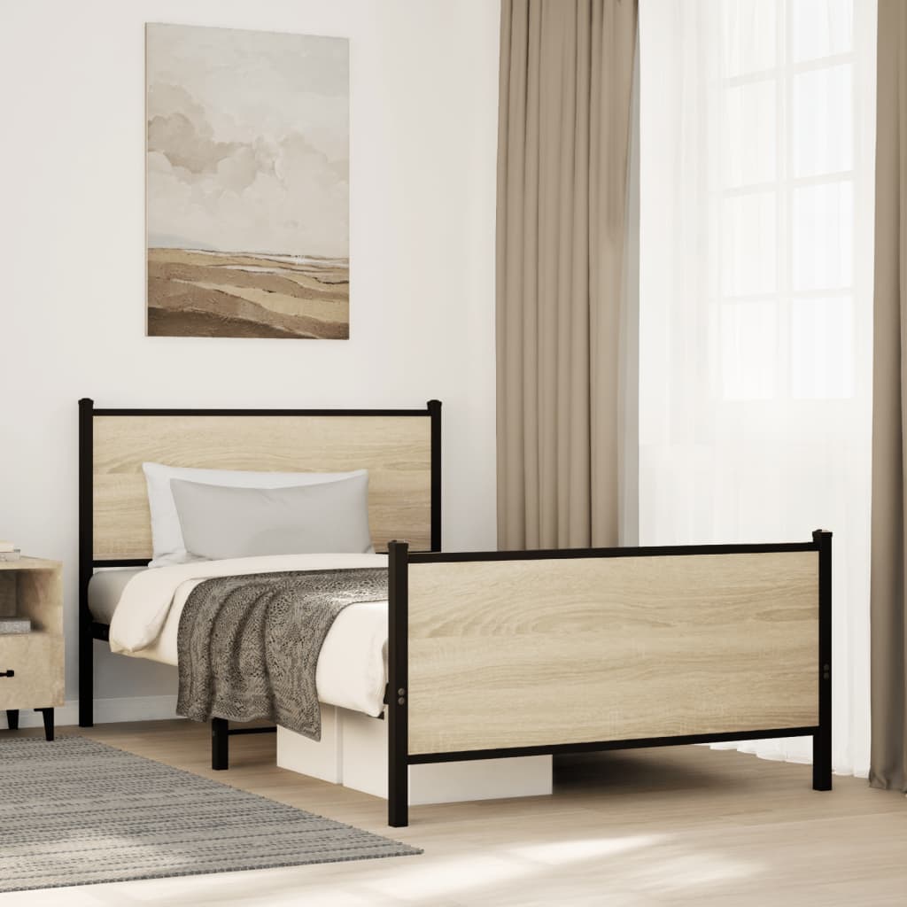 Sengeramme i metall uten madrass sonoma eik 107x203 cm
