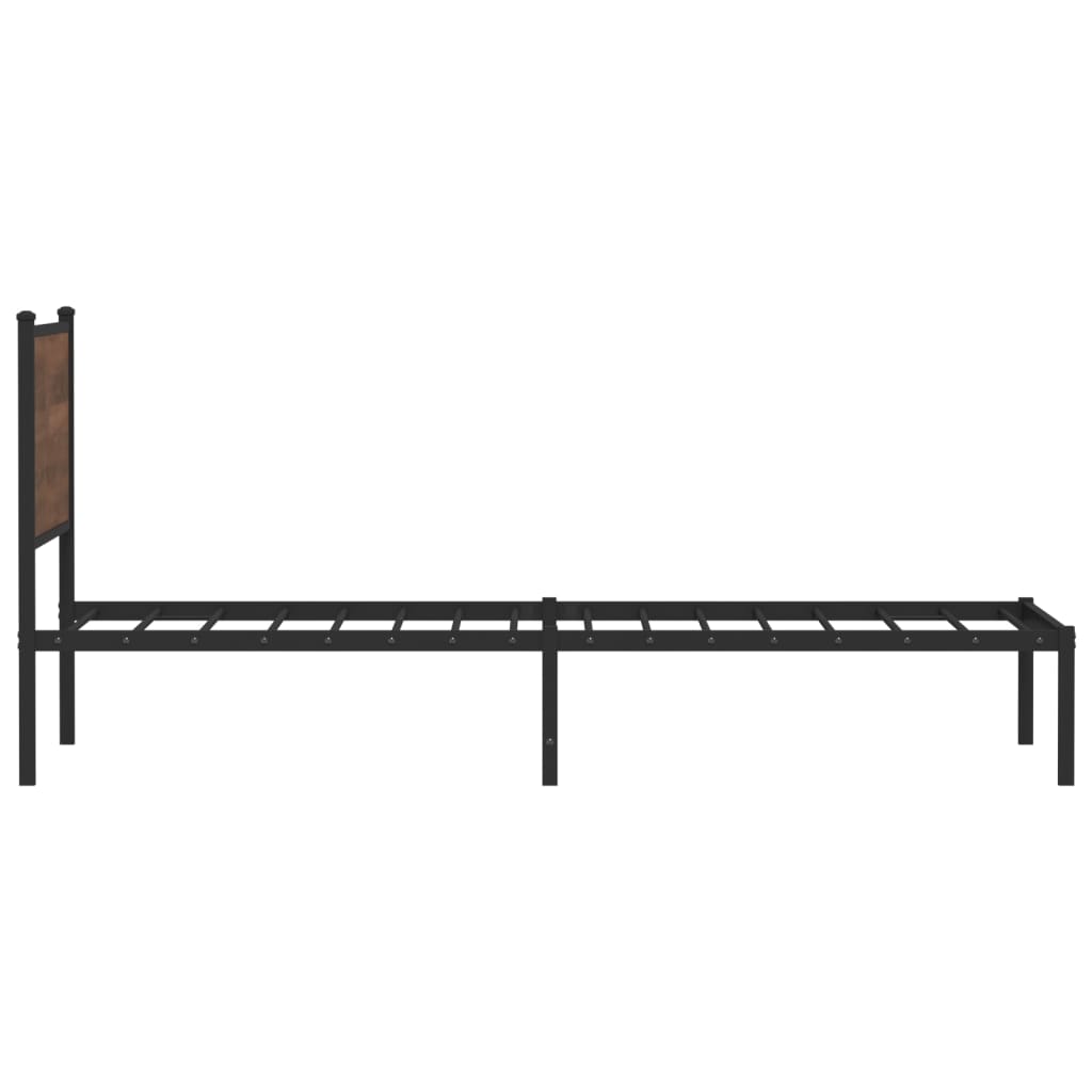 Sengeramme i metall uten madrass brun eik 107x203 cm