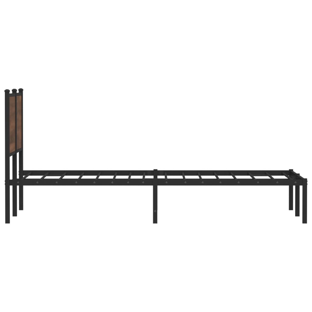 Sengeramme i metall uten madrass brun eik 120x190 cm