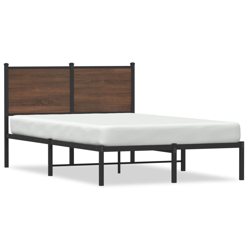 Sengeramme i metall uten madrass brun eik 120x200 cm