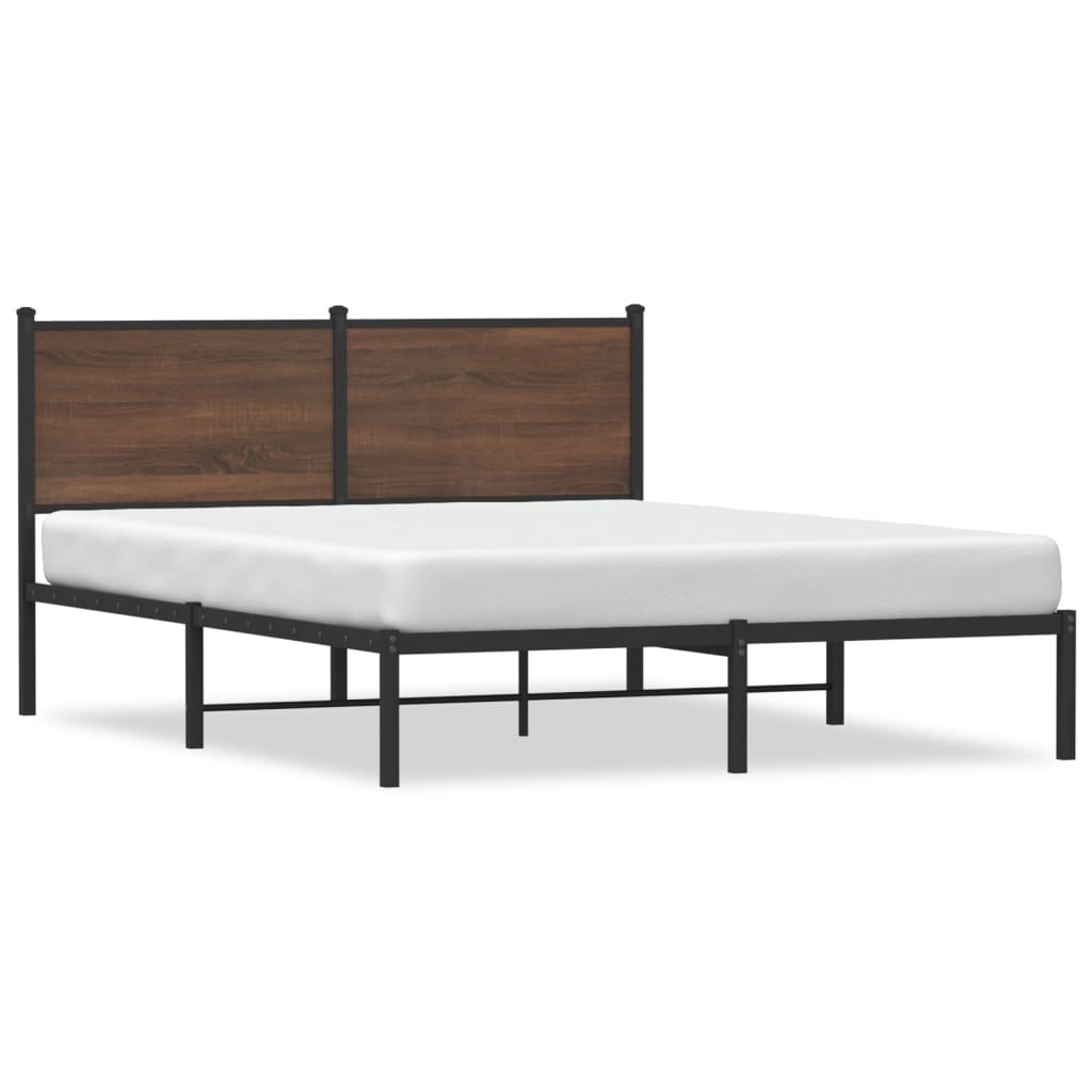 Sengeramme i metall uten madrass brun eik 137x190 cm
