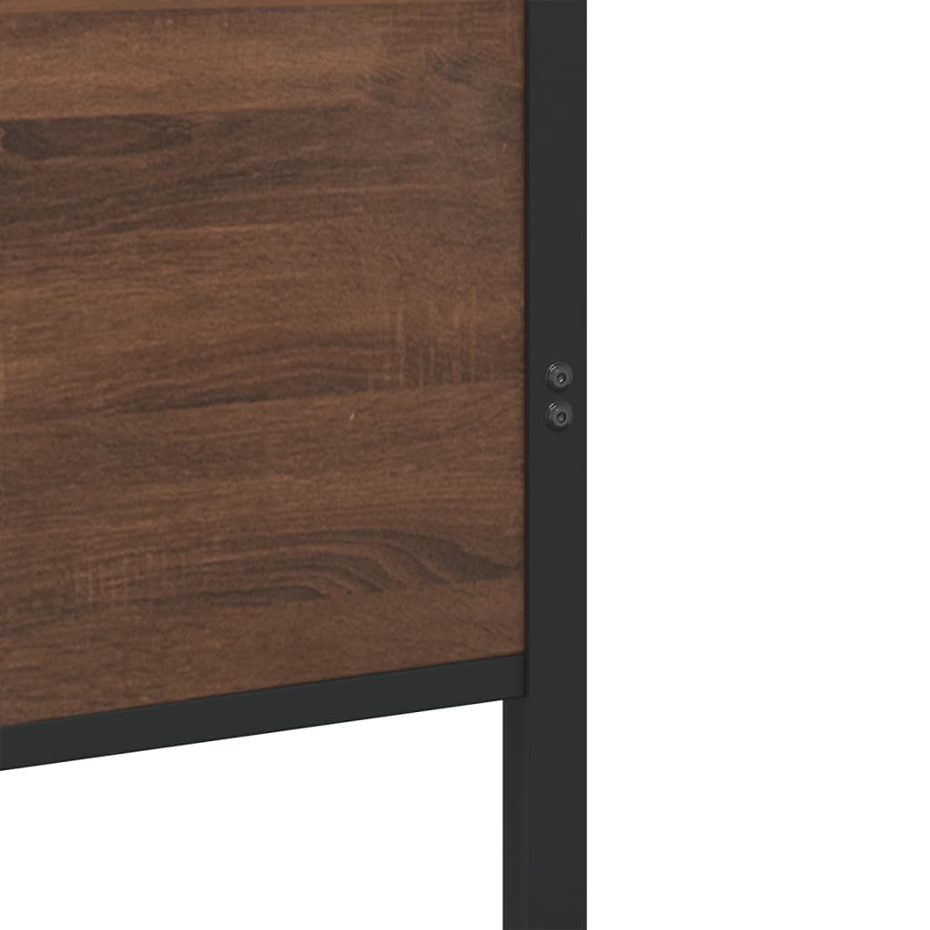 Sengeramme i metall uten madrass brun eik 90x190 cm