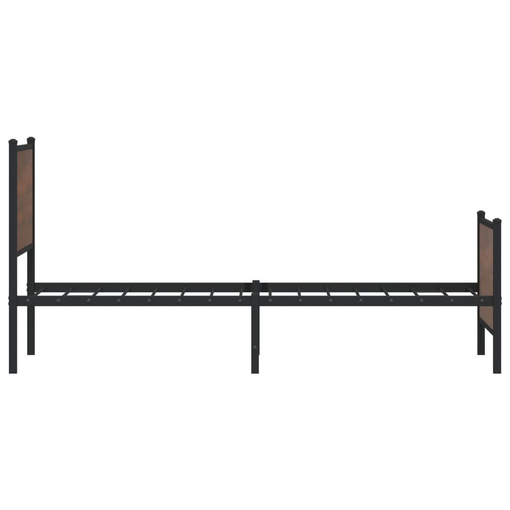 Sengeramme i metall uten madrass brun eik 90x200 cm
