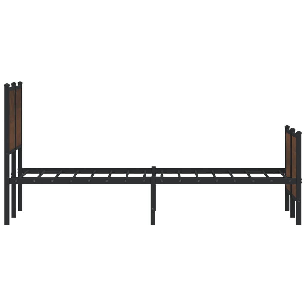Sengeramme i metall uten madrass brun eik 120x190 cm