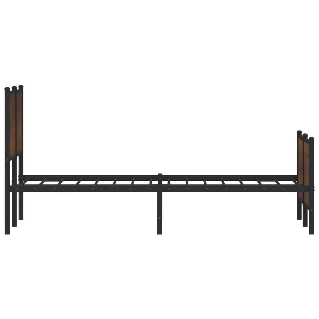 Sengeramme i metall uten madrass brun eik 120x200 cm