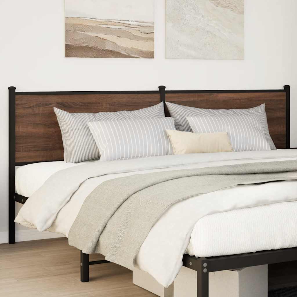 Utskiftbar sengegavl brun eik 190 cm konstruert tre og stål vidaXL