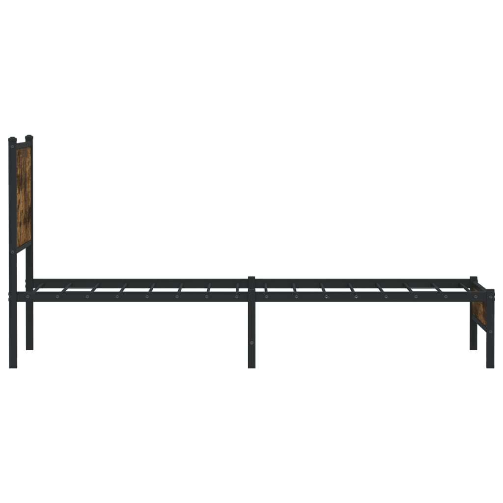 Sengeramme i metall uten madrass røkt eik 90x190 cm