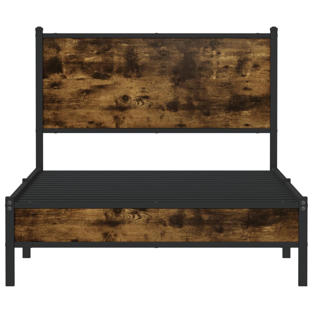 Sengeramme i metall uten madrass røkt eik 100x190 cm