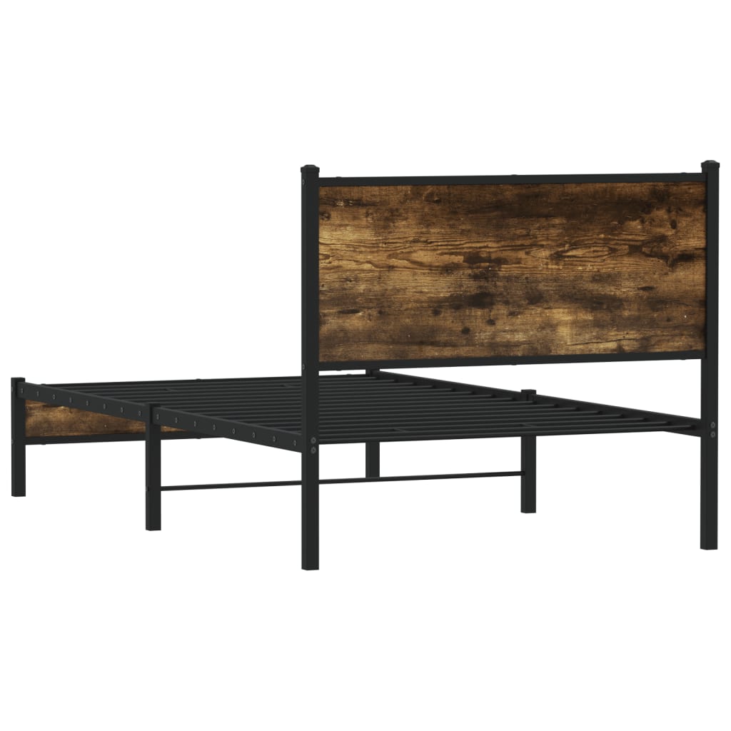 Sengeramme i metall uten madrass røkt eik 107x203 cm