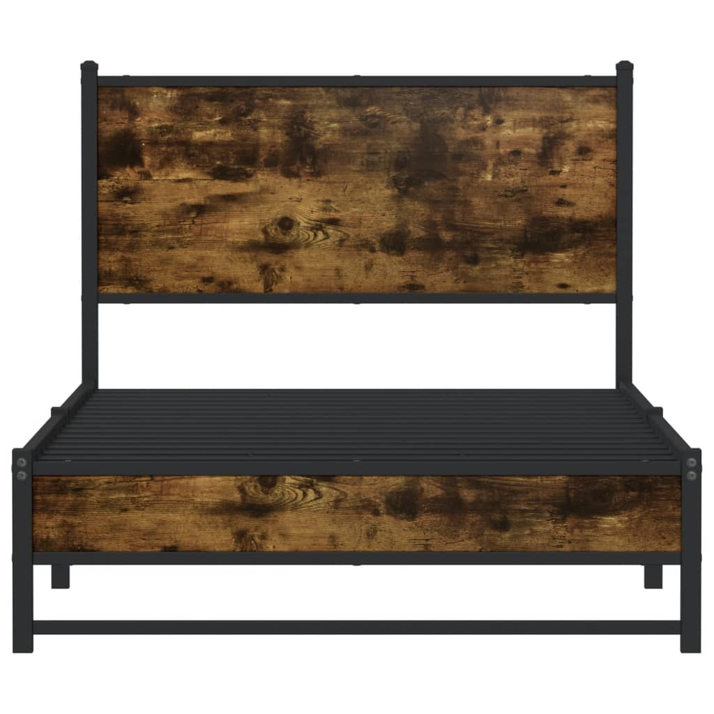 Sengeramme i metall uten madrass røkt eik 107x203 cm