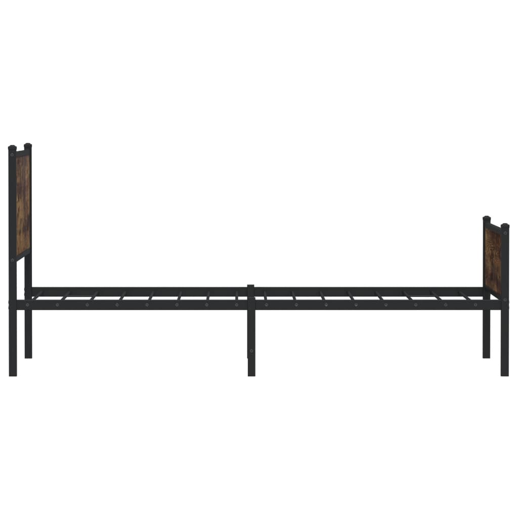 Sengeramme i metall uten madrass røkt eik 75x190 cm