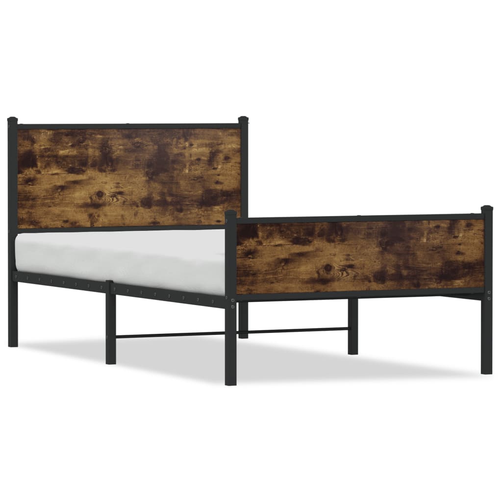 Sengeramme i metall uten madrass røkt eik 107x203 cm