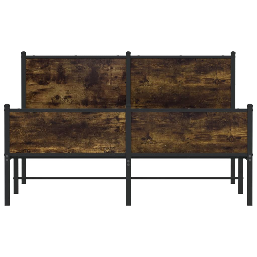 Sengeramme i metall uten madrass røkt eik 137x190 cm