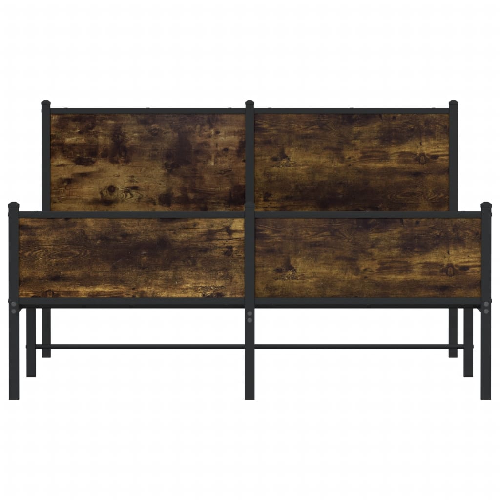 Sengeramme i metall uten madrass røkt eik 140x190 cm