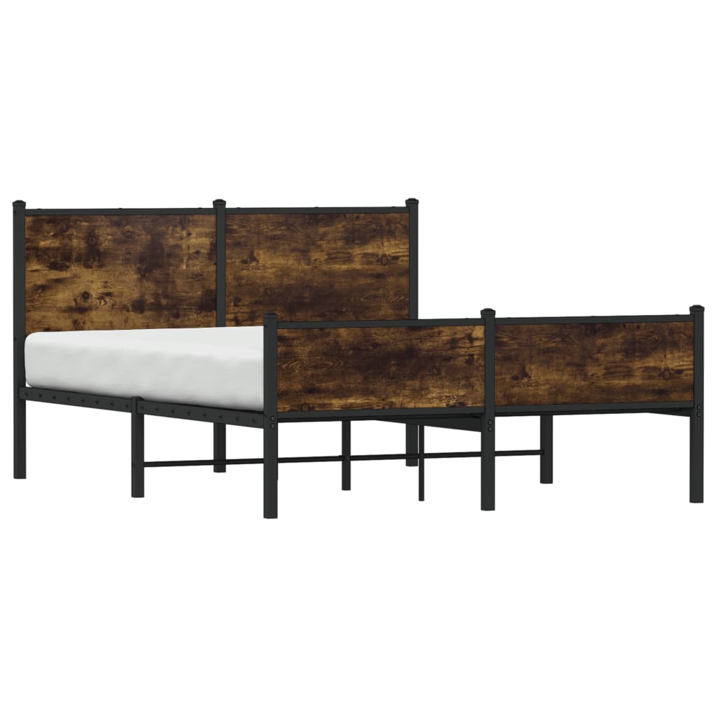 Sengeramme i metall uten madrass røkt eik 140x200 cm