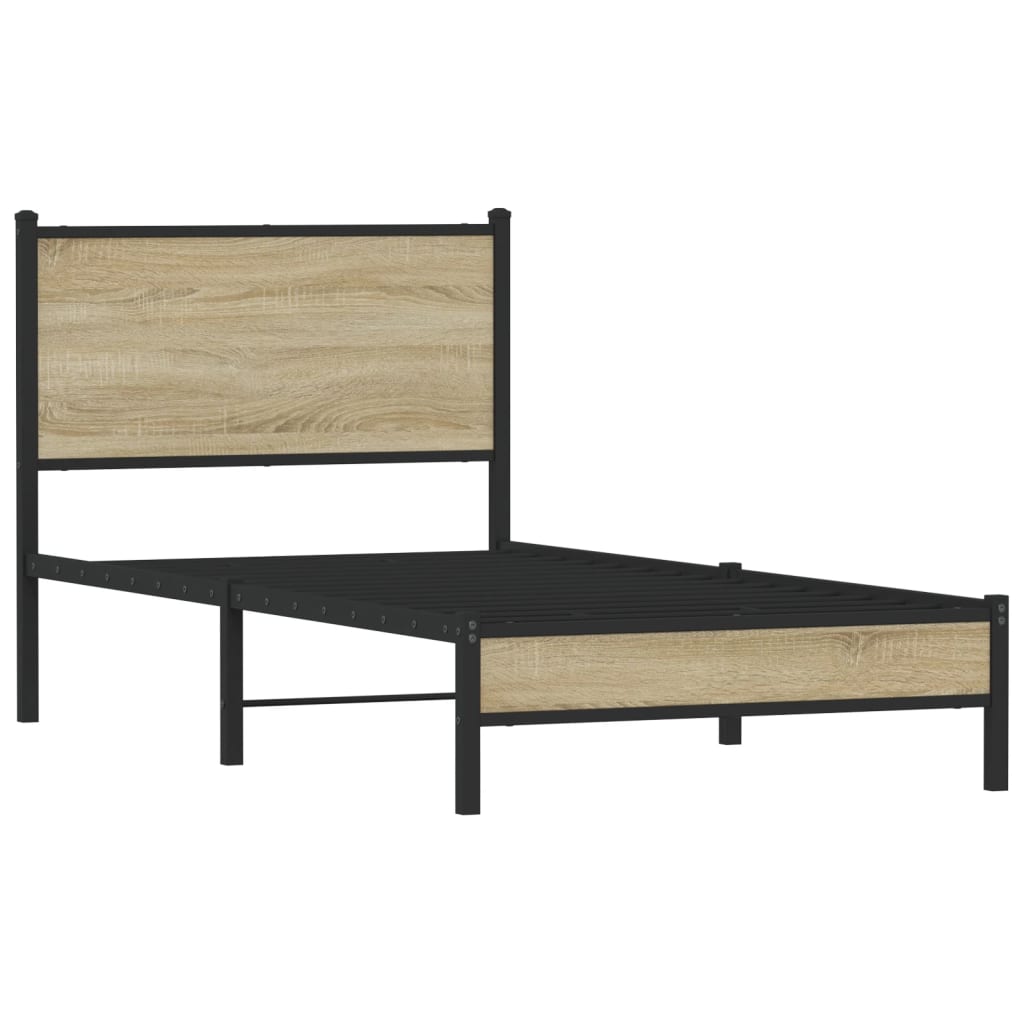 Sengeramme i metall uten madrass sonoma eik 75x190 cm