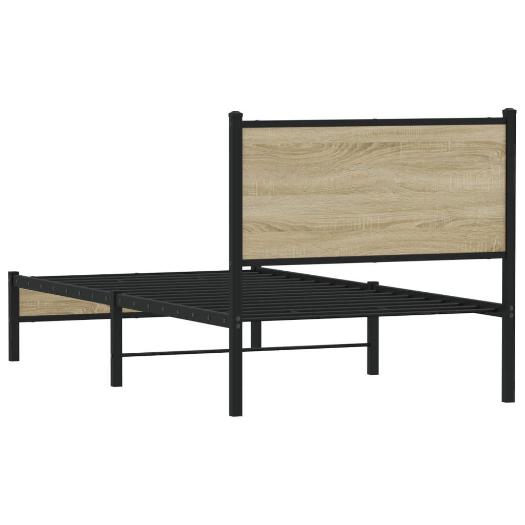 Sengeramme i metall uten madrass sonoma eik 75x190 cm