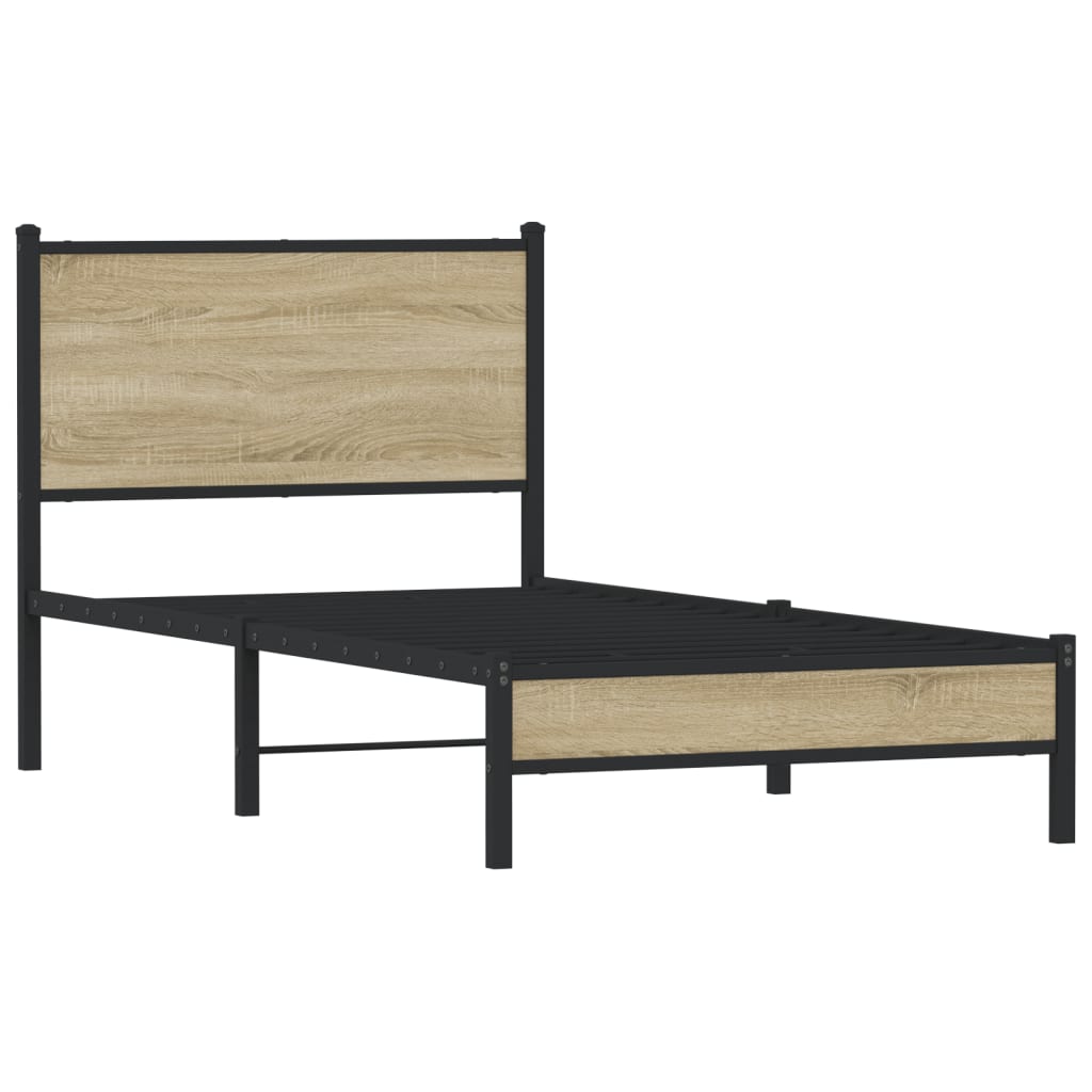 Sengeramme i metall uten madrass sonoma eik 90x200 cm