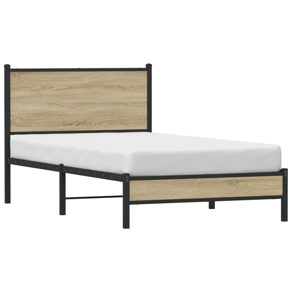 Sengeramme i metall uten madrass sonoma eik 100x200 cm