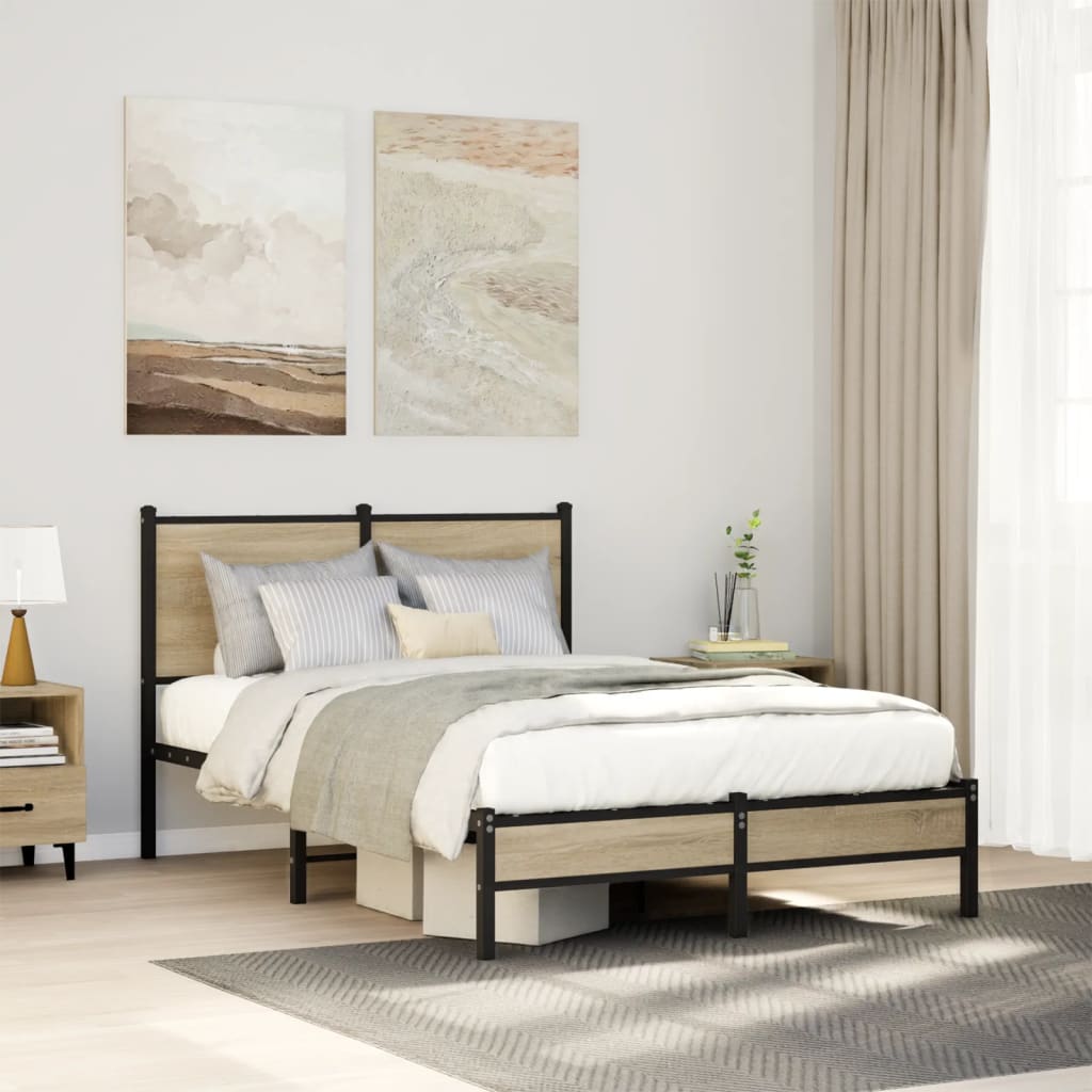 Sengeramme i metall uten madrass sonoma eik 120x190 cm vidaXL