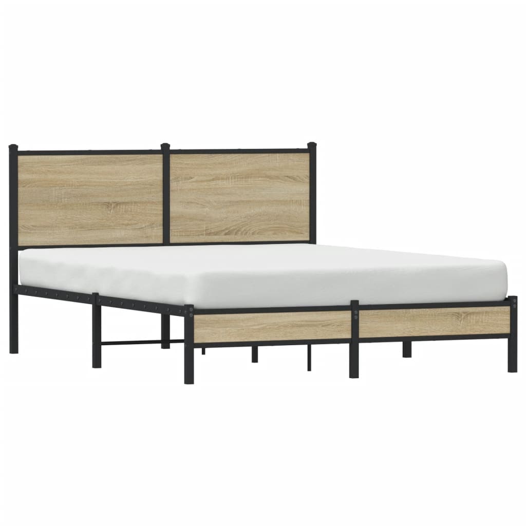Sengeramme i metall uten madrass sonoma eik 137x190 cm