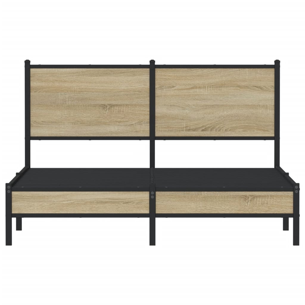 Sengeramme i metall uten madrass sonoma eik 137x190 cm