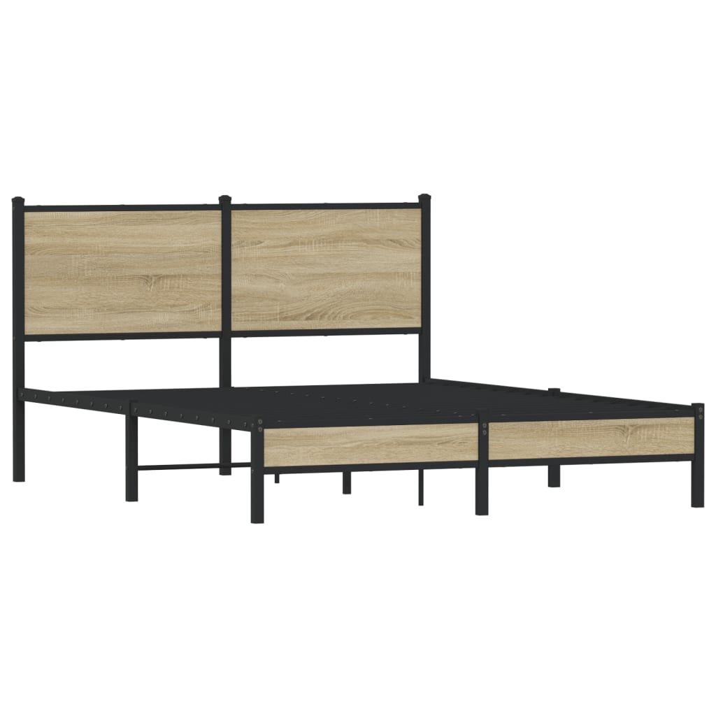 Sengeramme i metall uten madrass sonoma eik 140x200 cm vidaXL