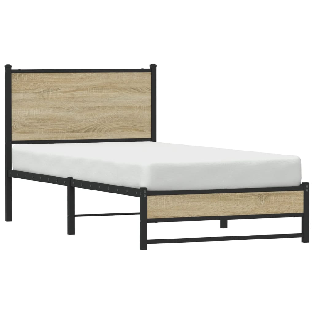 Sengeramme i metall uten madrass sonoma eik 90x200 cm