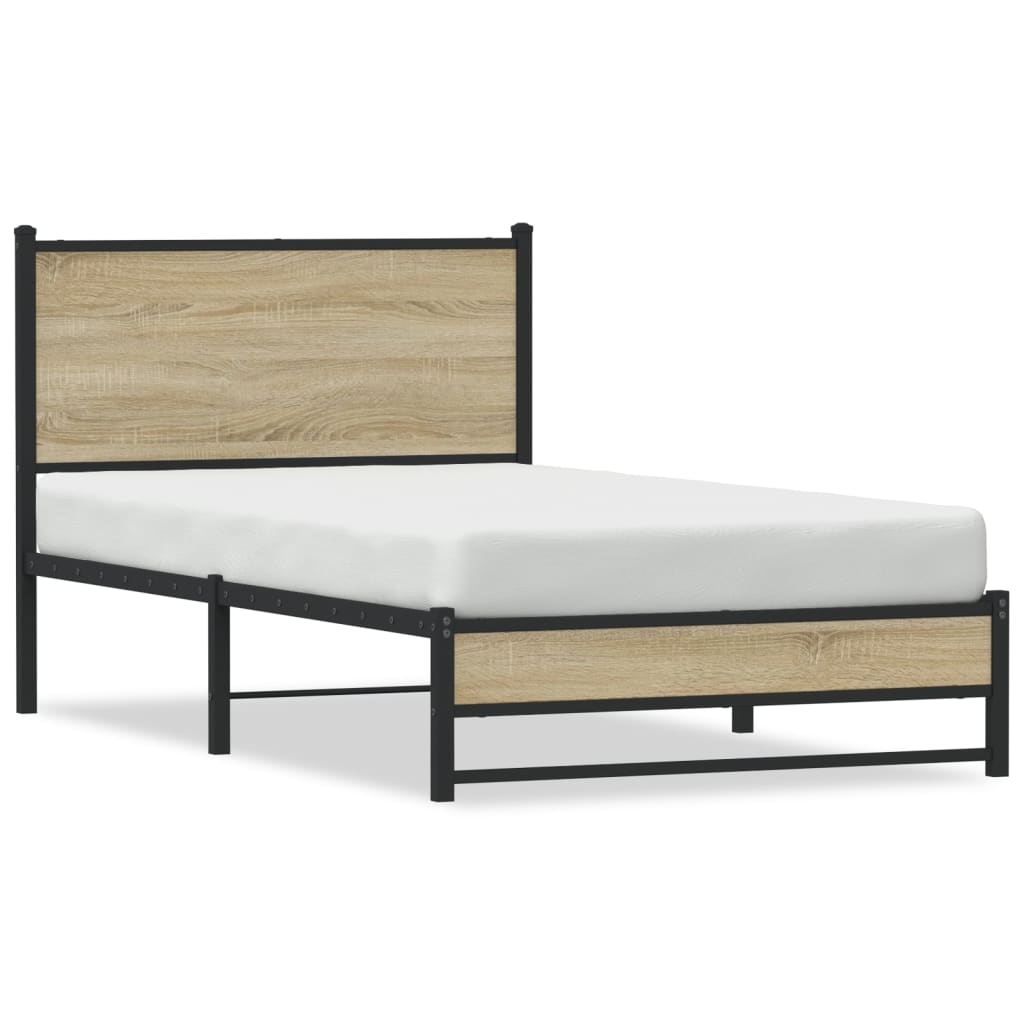 Sengeramme i metall uten madrass sonoma eik 100x190 cm