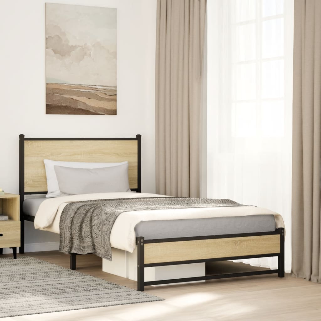 Sengeramme i metall uten madrass sonoma eik 107x203 cm
