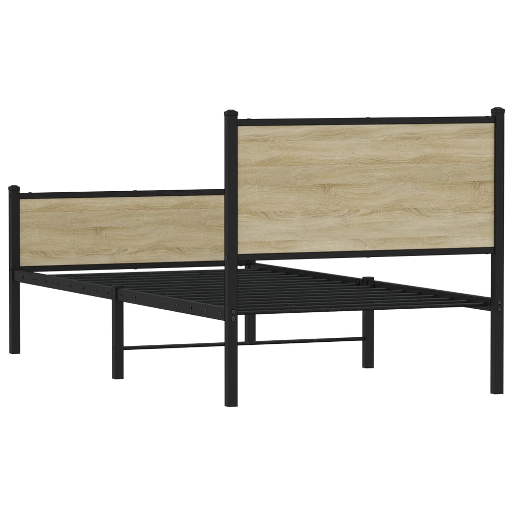 Sengeramme i metall uten madrass sonoma eik 75x190 cm