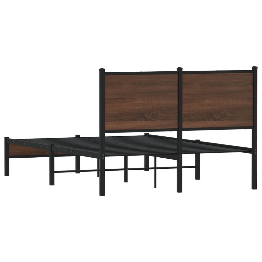 Sengeramme i metall uten madrass brun eik 120x200 cm