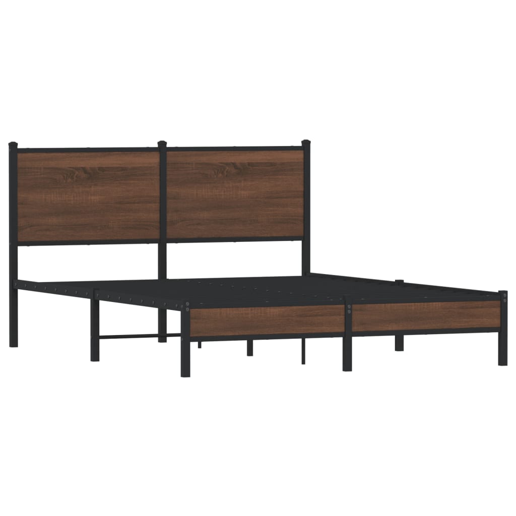 Sengeramme i metall uten madrass brun eik 150x200 cm