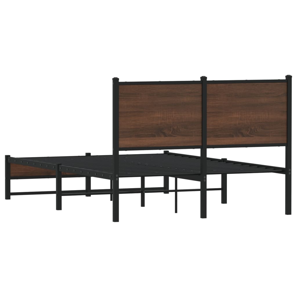 Sengeramme i metall uten madrass brun eik 120x190 cm