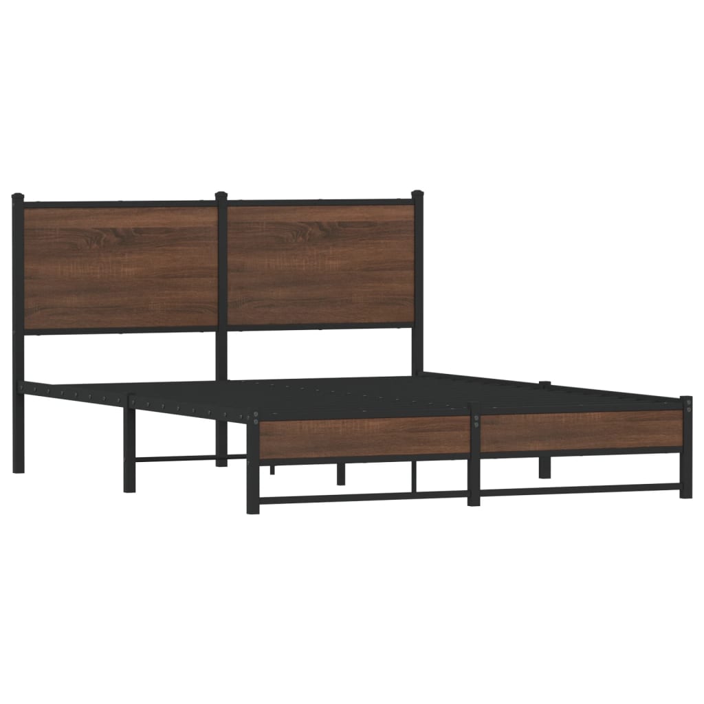 Sengeramme i metall uten madrass brun eik 140x190 cm vidaXL