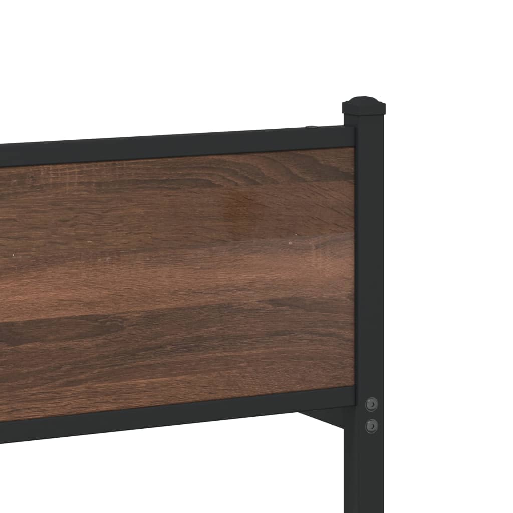 Sengeramme i metall uten madrass brun eik 107x203 cm