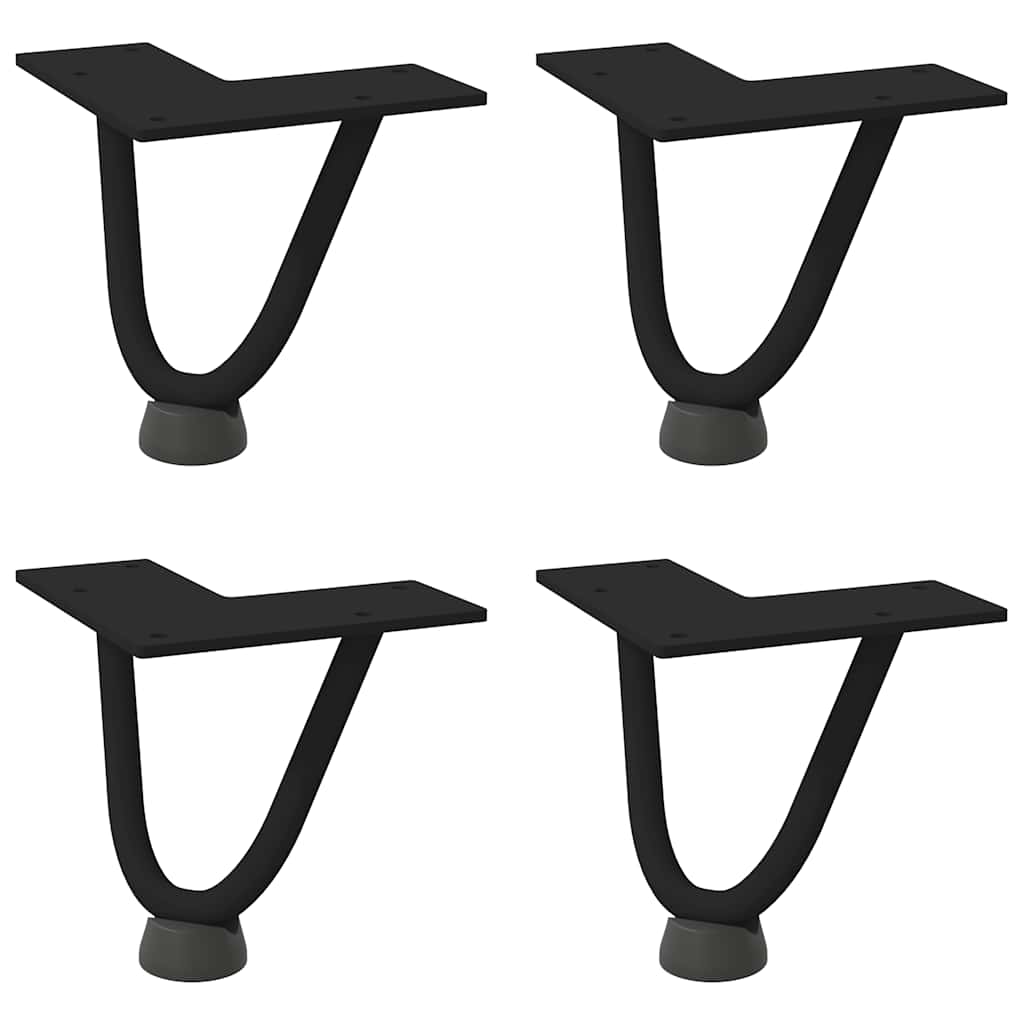 Hårnålsben til salongbord 4 stk svart 10 cm massivt stål
