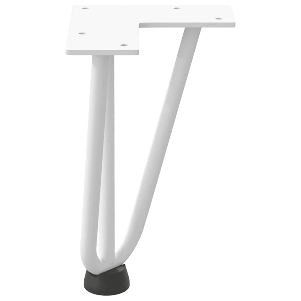 Hårnålsben til salongbord 4 stk hvit 20 cm massivt stål